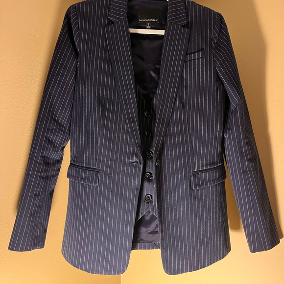 Banana Republic Jackets & Blazers - Banana Republic Dark Blue Pinstripe Jacket and Vest